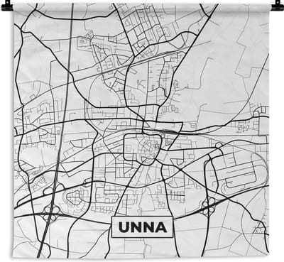 Wandkleed - Wanddoek - Plattegrond - Unna - Kaart - Stadskaart - 180x180 cm - Wandtapijt