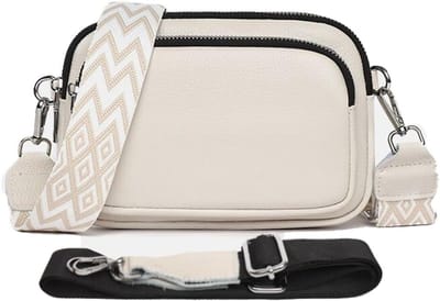 GSenhui Crossbody Bag Women's Genuine Leather Modern Bags with Wide Shoulder Strap, Small Handbags with 3 Compartments