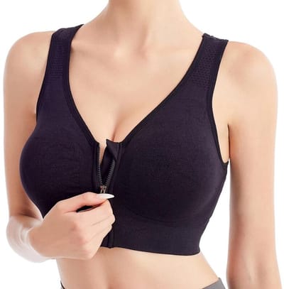BukkitBow - Luxe Fitness BH met Rits - Naadloze Sport Beha Zonder Beugel - Comfortabele Dames Sportkleding - Zwart - M