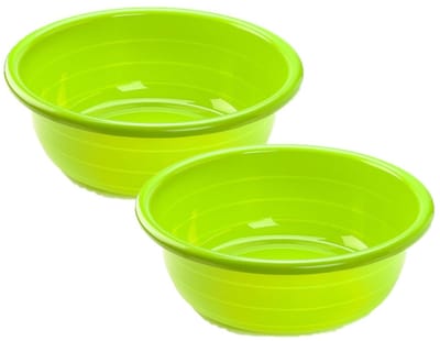 Plasticforte Teiltje - 2x - 11 liter - rond - groen - afwasbak - 39 x 14 cm - afwasteil
