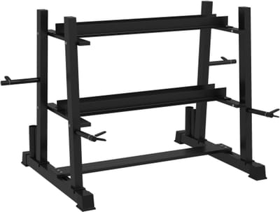 Halterstandaard 3 Niveaus tot 200 kg - Staal Zwart - 131x75x80 cm - Voor Sportschool & Thuis Training