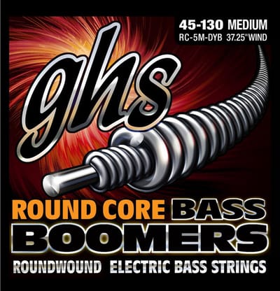 GHS RC-5M-DYB Round Core Bass Boomers 5-string medium snarenset