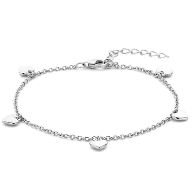 Armband Hartjes 16 + 3 Cm Zilver Gerhodineerd