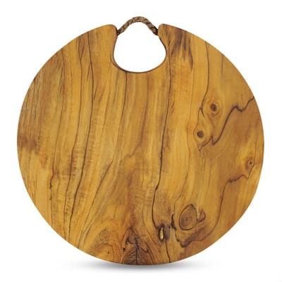 Rico & Plato Serveerplank - Teak - Rond - Ø 25 cm groot - Houten borrelplank - Tapas - Kaas - Hapjes