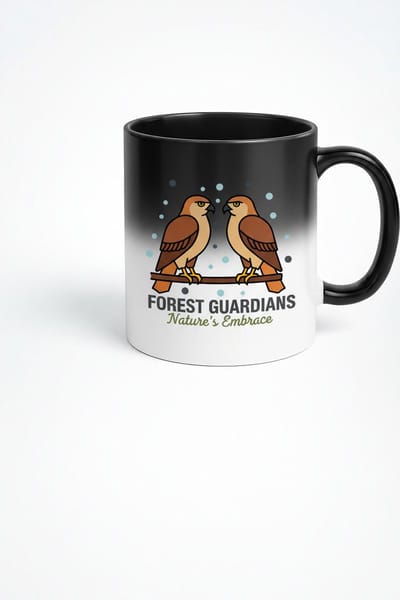 Magische Mok Forest Guardians met Haviken | Kleurveranderende Natuur Mok Cadeau