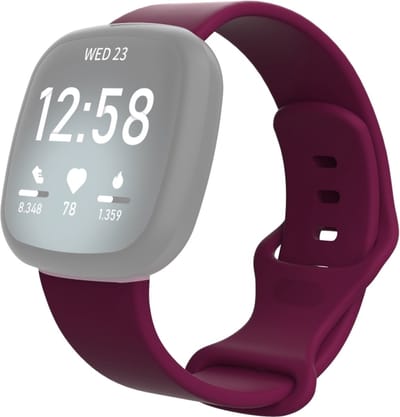 Siliconen bandje - geschikt voor Fitbit Versa 3 / Versa 4 / Sense - M/L - bordeauxrood