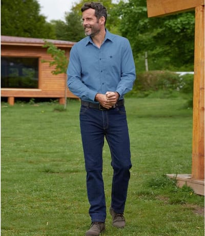 ATLAS FOR MEN - Blauwe regular stretchspijkerbroek - Heren - Verkrijgbaar in grote maten - W36