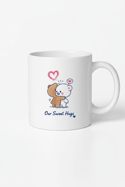 Schattige Knuffelberen Mok - 'Our Sweet Hugs' Liefdesbeker voor Koppels & Valentijn Cadeau