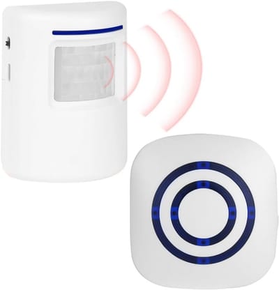 Draadloos Passage Alarm - Winkelbel Bewegingsmelder - Bezoekers Melder - 150 Meter Bereik - 30x80x70 mm - Wit