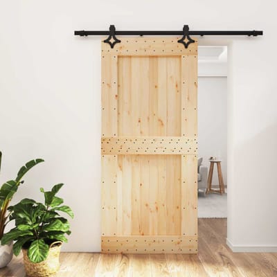 vidaXL - Schuifdeur - 95 - x - 210 - cm - Massief - Pine - Hout - (Onbehandeld)