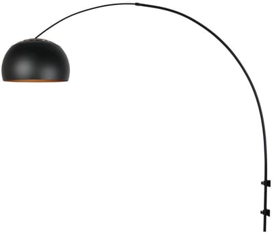 Wandlamp Globe Black 4909ZW, zwart/goud, metaalkap Ø40 cm, E27 fitting, verstelbare boog 115-160 cm, Steinhauer, modern design
