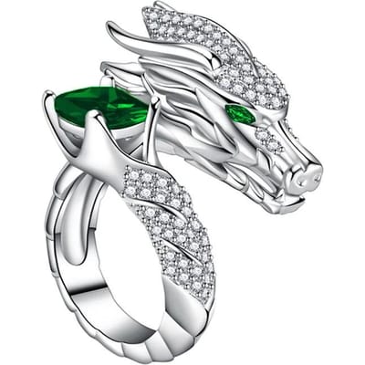 Huitan Nieuw Drakenontwerp Openingsringen Delicaat Esthetisch Heldere Vingeraccessoires voor Vrouwen Opulente Chique Sieraden voor Feest resizable white