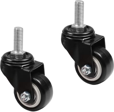 Zwenkwielen met Schroefdraad Zwart 10mm x 25mm - Zonder of Met Rem