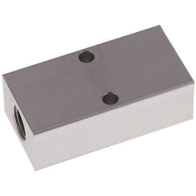 2xG 1/4'' x 2xG 1/8'' Aluminium Verdeelblok Eenzijdig 16 Bar
