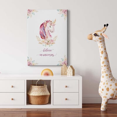 Canvas print DD123186 Unicorns A.S. Création 0,5 x 0,7 m Roze Kantoor Hal/Gang Keuken Slaapkamer Woonkamer
