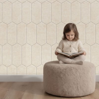 Wandpaneel vilt, hexagon, crème beige – 2950 x 1200 mm | 9mm dik | Verbetert de akoestiek | Eenvoudige montage | Wanddecoratie