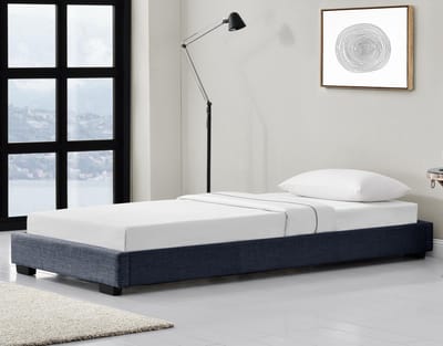 Houten bed Laag linnen met bedbodem 90x200 cm donkergrijs