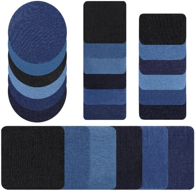 Dailygoods - 24 strijkpatches voor kleding, jeans-strijkpatches voor binnen en buiten van jeans, reparatieset voor gescheurde jeans, 4 vormen, 3 kleuren