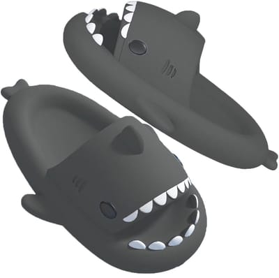 Geweo Slippers Dames - Slippers Heren - Badslippers - Shark Slides - Haai Slippers - Antislip Platform - Grijs - Maat 37/38