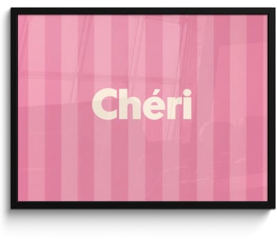 Poster in lijst - Fotolijst 70x50 cm - Posters - Gestreept - Roze - Chéri - Posterlijst zwart - Decoratie - Wanddecoratie woonkamer - Muurdecoratie slaapkamer
