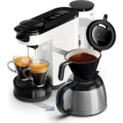2 in 1 koffiezetapparaat SENSEO Switch Philips HD6592/05, 2 in 1 met filter en pod, geïsoleerd koffiezetapparaat, Crema plus