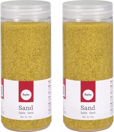 Rayher hobby Fijn decoratie zand korrels - 4x pakjes - geel - 475 ml - zandkorrels - knutselmateriaal - 0.1 tot 0.5 mm