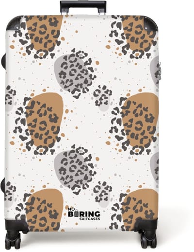 NoBoringSuitcases.com® - Koffer groot - Reiskoffer lichtgewicht - Dieren print panter met vlekken - Rolkoffer met 4 wielen - Grote trolley XL - 98 liter bagage