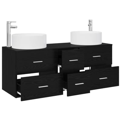 vidaXL - Badkamermeubel - Set - 3 - st - Zwart - 49,5 - x - 44,5 - x - 65,5 - cm