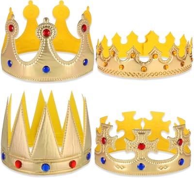 Gouden kroon voor volwassenen, koningskroon en prinsessenkroon voor themafeesten en verjaardagen, kostuumaccessoires