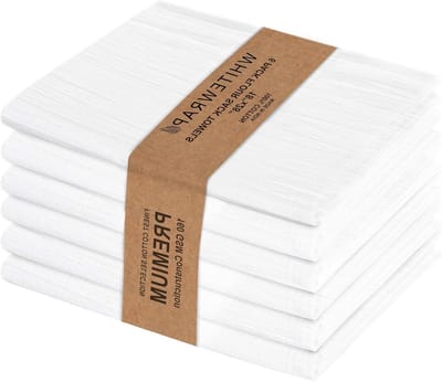 Keukendoeken Set - Theedoeken Katoen - Keuken Werkzaamheden - Zeer Absorberend - 6 Stuks 45x65cm - Wit