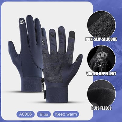 Winterhandschoenen Heren Fietsen Fiets Dames Thermisch Fleece Koude Wind Waterdicht Touchscreen Fiets Warm Buiten Hardlopen Skiën Mitten XL blauw