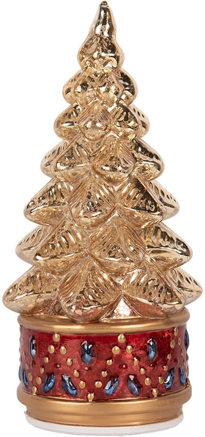 Clayre & Eef Kerstdecoratie met LED-verlichting Kerstboom Ø 12x27 cm Goudkleurig Glas