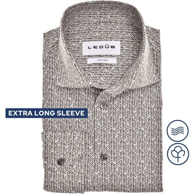 Ledûb Overhemd Fantasy Melange Design Mouwlengte 7 Donker Bruin / male