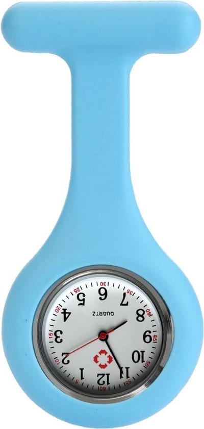 Fako® - Verpleegstershorloge - Zusterhorloge - Verpleegster Horloge - Siliconen RVS Uni - Babyblauw