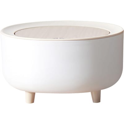 Desktop Klein Prullenbakje met Deksel Nachtkastje Hoge Voet Opbergemmer Schattige Huishoudelijke Accessoires Mini white