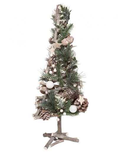 JJA - Kerstboom van natuurlijk hout 55 cm met dennenappels
