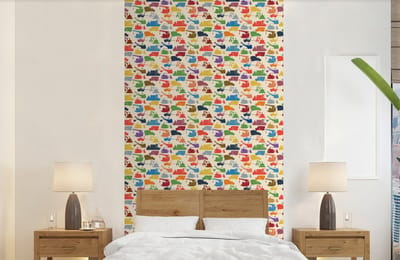 Behang - Fotobehang Patronen - Kraan - Boot - Jongens - Kinderen - Kids - Breedte 120 cm x hoogte 240 cm