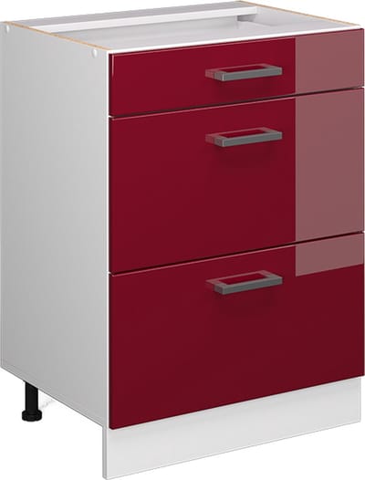 Vicco R-Line Keukenonderkast – 60 cm met laden, zonder werkblad Rode hoogglans