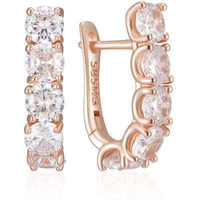Boucles d'oreilles pendantes en zircon blanc naturel brillant pour femmes Luxe Couleur Or Rose Bijoux Fins Quotidien white