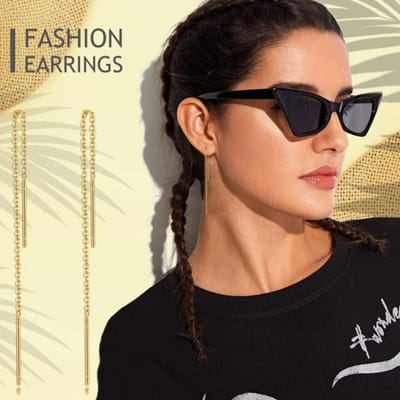Vnox Trendy Lange Gedraaide Lijn Oorbellen Voor Vrouwen Feest Sieraden Goud En Kleur Roestvrij Staal Hangende Oorbellen Cadeaus brown