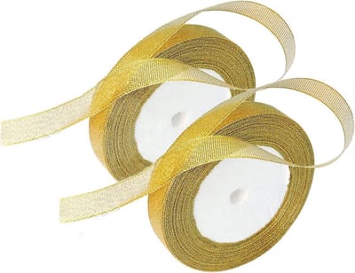Organza Ribbons in Zilver en Goud, 2 Rollen van 15mm×44m voor Feestdecoratie, Verjaardag en Bruiloft