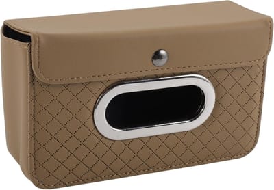 Tissue Houder voor Auto met Diamant Patroon - Organiseer je Auto met Stijlvolle PU Tissue Box 21x12.5x7.5cm Beige Tone 1 Stuks
