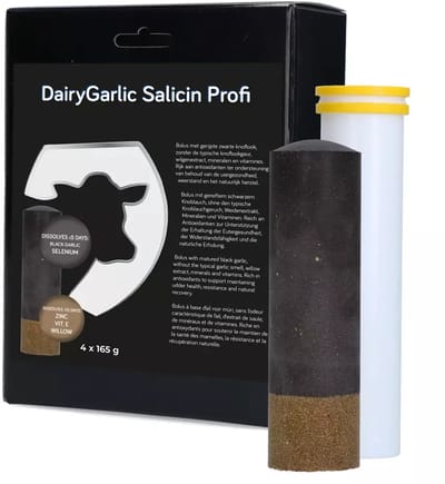 Hofman Animal Care DairyGarlic Salicin Profi Bolus - 165 g - Supplement Koeien - Ondersteunt Weerstand & Uiergezondheid - Knoflookgeur - 4 stuks