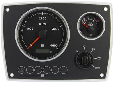 VETUS Aluminium Motorpaneel MPA22KBS2 - 12V, 2 Zwarte Instrumenten (0-4000 RPM) | MPA22KBS2