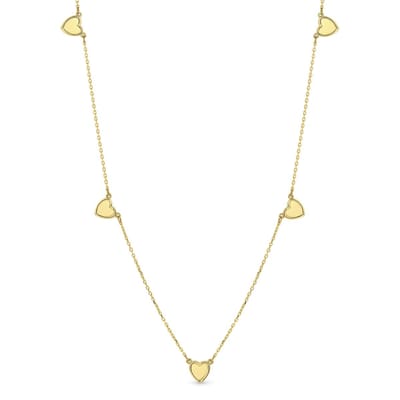 Juwelier Emo - 14 Karaat Gouden Ketting met Hartjes 5mm – Jasseron schakel - Lengte 45 CM