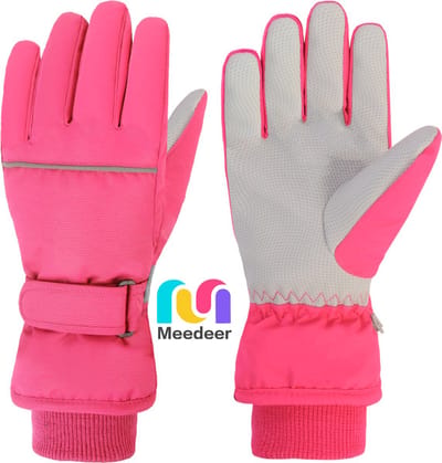 Winterhandschoenen（Kleur: Roze + maat :XL） voor kinderen, warme skihandschoenen, waterdicht en winddicht, verdikt, wintertijd, handschoenen, geschikt voor meisjes（ 10-14 jaar）