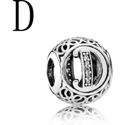 Nouveau bracelet à breloques en argent sterling 925 26 A-Z à breloques florales pour femme white