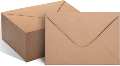 50 Stuks A7 Enveloppen Kraft 12.7x17.8cm met V-klep voor Uitnodigingen en Kaarten