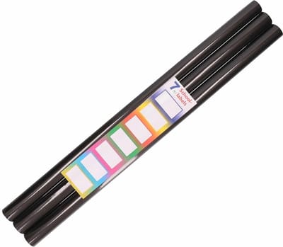 3x Rollen Kaftpapier / kadopapier - met etiketten - 200 x 70 cm - zwart - kaftpapier voor schoolboeken