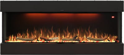 Comfortable at Home, Laveno 152, 3D elektrische sfeerhaard breedte 152cm, 3-zijden glas, Natuurlijk vlameffect, LED techniek, Schakelbare verwarming 750/1500W, Inbouw, Wandmontage, Cinewall, Inbouwdiepte 26cm, Afstandsbediening, App en Stembediening